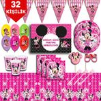 Minnie Mouse Afişli 32 Kişilik Doğum Günü Parti Malzemeleri Seti