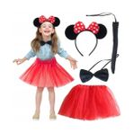Minnie Mouse Kostüm Seti - Etek, Taç, Kuyruk, Papyon - Naturel
