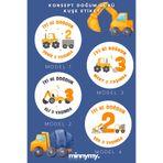 Minnymy İnşaat Konsept Doğum Günü Sticker, Çıkartma, Etiket, İnşaat, Dozer, Çocuk Doğum Günü Etiketi