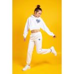 Minojoy Gro Ekru Pamuklu Kız Çocuk Crop Sweatshirt Eşofman Altı Takım - 11 - 12 Yaş
