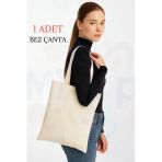 Minopi ( 1 Adet ) Bez Çanta Bez Torba 30x40 cm Ham Krem