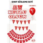 Minopi 23 Nisan Sınıf Süsleme Seti 15 Parça– Bayraklı Okul Süsleme Paketi Kutlu Olsun Banner Balon Dahil