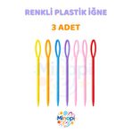 Minopi ( 3 Adet ) Renkli Plastik Yün İğnesi 9 cm Örgü Dikme İplik İğnesi