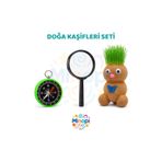 Minopi Eğitici Doğa Kaşifleri Seti 3'lü Set Pusula Anahtarlık Çim Adam 60 mm Büyüteç Mercek