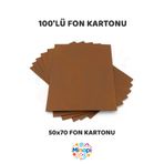 Minopi Kahverengi Fon Kartonu 50x70 cm 100'lü Paket Renkli Fon Kartonu Kalın Büyük Boy