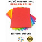 Minopi Karışık Renk Fon Kartonu 50X70 cm 100'LÜ Paket 150 gr Renkli Fon Kartonu