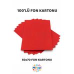Minopi Kırmızı Fon Kartonu 50x70 cm 100'lü Paket Renkli Fon Kartonu Kalın Büyük Boy