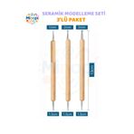 Minopi Seramik Kil Çömlek Şekillendirici 3 lü Seramik Modelaj Oyma Seti Heykel Katlama Kalemi Oyma