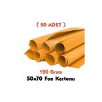 Minopi Turuncu Fon Kartonu 50x70 cm 50'li Paket 120 gr Renkli Fon Kartonu