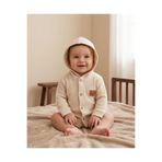 Minory Baby -%100 Pamuk Hırka | Waffle Kumaş Kahverengi 0-3 AY