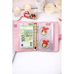mint design Birikim Ajandası - Bütçe Planlayıcı Cüzdan - Pembe - Altın Mekanizmalı