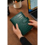 Mint Design Birikim Ajandası - Bütçe Planlayıcı Cüzdan - Yeşil Timsah - Altın Mekanizmalı