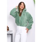 Mint Kapüşonlu Kısa Peluş Mont - 40