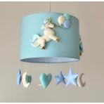 Mint Renkli Krem Unicorn Yıldız Kalp Ay Figürlü Bebek/çocuk Odası Tasarım Avize Aydınlatma