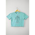 Mint Yeşil Renk Crop T-shirt Lost My Mind Baskılı Kadın Tişört Baby Tee Mint