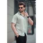 Mint Yeşili Basic Kısa Kollu Erkek Gömlek E6760 - 2XL
