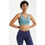 Mint Yeşili Çapraz Sırt Detaylı Slim Fit U Yaka Pedli Kadın Spor Büstiyer - 97121