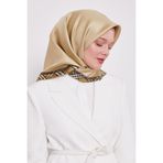 Mint Yeşili Ekose Kenar Twill İpek Eşarp