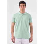 Mint Yeşili Polo Yaka Pamuklu Düz Renk Slim Fit Erkek T-shirt