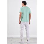 Mint Yeşili V Yaka Pamuklu Düz Renk Slim Fit Erkek T-shirt