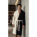 Minteks Lueur Contrast 100%PAMUK Şalyaka Erkek Bornoz - L - XL - Naturel