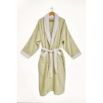 Minteks Ocean Row 100%Pamuk Battal / Büyük Beden Şalyaka Unisex Bornoz - 2XL - Beyaz