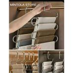 Mintola Store Metalik Dolap Içi Dayanaklı Akıllı Askı Pantolon Eşarp Askısı 5 Katlı 1ADET - Tek Ebat - Gri