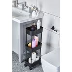 Minty Life Petek Tekerlekli Çok Amaçlı 3 Katlı Banyo Düzenleyici Dolap Tezgah Yanı Organizer (SİYAH)