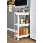 Minty Life Tekerlekli Vesken Raf Ünitesi 3 Katlı Banyo Rafı Mutfak Rafı Servis Sehpası Organizer (BEYAZ)