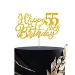 MINUET MINUTE Happy 55th Birthday Pasta Süsü, 55th Anniversary Parti Malzemeleri, 55 Yaş Doğum Günü Partisi Dekorasyonu - Altın Parıltı