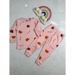 Miny Kids Çilek Desen Pembe Kız Çocuk Pijama Takım - Renkli - 4 - 5 Yaş