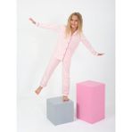 Miny Kids Pembe Beyaz Çizgili Düğmeli Kız Çocuk Pijama Takım - Renkli - 7 - 8 Yaş