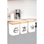 Minya Home 3'lü 900 ml Saklama Kabı Seti Etiketli Çay Şeker Kahve Ahşap Kapaklı Saklama Kavanozu Akrilik Mika