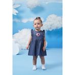 Minycenter Kolları Fırfırlı Kalp Desenli Kız Bebek Elbise - Mavi - 3 - 6 Ay