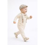 Minytrendy Erkek Bebek Çocuk Bayramlık Takım Askılı Pantolon Uzun Kol Body Şapkalı Kıyafet