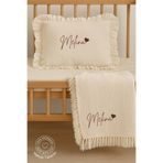 Minytrendy Kız Erkek Bebek isimli Nakışlı Müslin Yastık Kılıfı & Battaniye Set Bebek Hediyelik Anı Seti