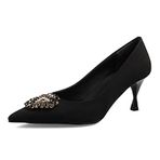 Mio Gusto Alexandra Siyah Renk Kristal Taşlı Mat Saten Kumaş Kadın Abiye Stiletto Ayakkabı