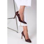 Mio Gusto Basic Bordo Rugan Kadın Stiletto Topuklu Ayakkabı