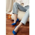 Mio Gusto Elora Saks Mavi Süet Kadın Stiletto Ayakkabı