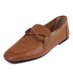 Mio Gusto Fiona Taba Renk Hakiki Deri Küt Burunlu Kadın Loafer Ayakkabı