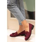 Mio Gusto Iris Bordo Süet Kadın Babet