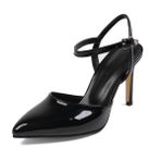 Mio Gusto Lucia Siyah Rugan Bilek Bantlı Yandan Tokalı Kadın Topuklu Ayakkabı