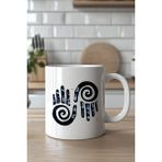 Mio Life Anlamlı Sonsuzluk Spiral El Figürlü 330ML Baskılı Beyaz Seramik Kupa Bardak - 100 Adet