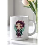 Mio Life Demon Slayer Tanjiro Tasarımlı 330ML Baskılı Beyaz Seramik Kupa Bardak - 100 Adet
