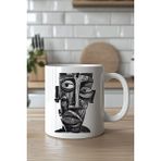 Mio Life Estetik Kübist Sanat Desenli 330ML Baskılı Beyaz Seramik Kupa Bardak - 100 Adet