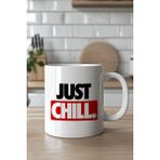 Mio Life Just Chill Yazılı Minimal Tasarımlı 330ML Baskılı Beyaz Seramik Kupa Bardak - 100 Adet