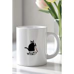 Mio Life Kara Kedi Figürlü 330ML Baskılı Beyaz Seramik Kupa Bardak - 100 Adet