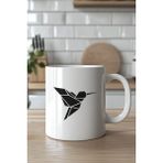Mio Life Minimal Origami Kuş Tasarımlı 330ML Baskılı Beyaz Seramik Kupa Bardak - 100 Adet