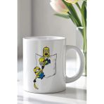 Mio Life Minions Tasarımlı 330ML Baskılı Beyaz Seramik Kupa Bardak - 100 Adet