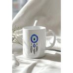 Mio Life Nazar Boncuğu Temalı 330ML Baskılı Beyaz Seramik Kupa Bardak - 100 Adet
